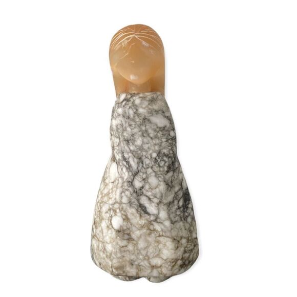 Russian Folk Art Carved Marble Girl Figurine - vintage 1970s - Picture 1 of 6